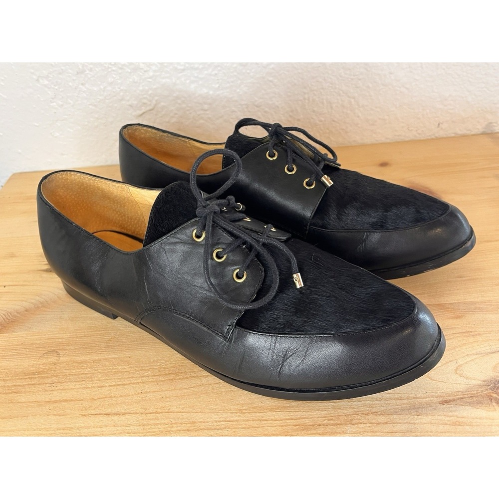 Buffalo London Rare‎ Fur Creeper Style Loafers Size 42 Black Leather And Fur